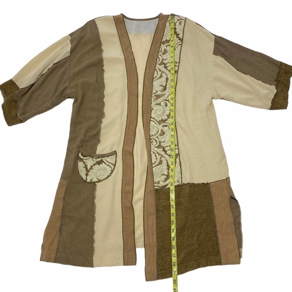 EMBROIDERED Open Front Long Trench Jacket Coat 12 - Picture 3 of 9